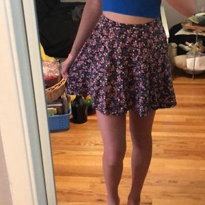 Flower printed skater skirt